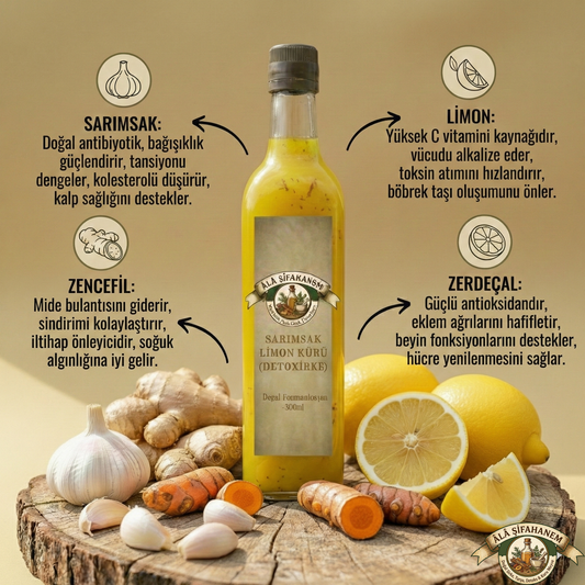 SARIMSAK & LİMON KÜRÜ FERMENTE SİRKE (KONSANTRE) (500 ml)