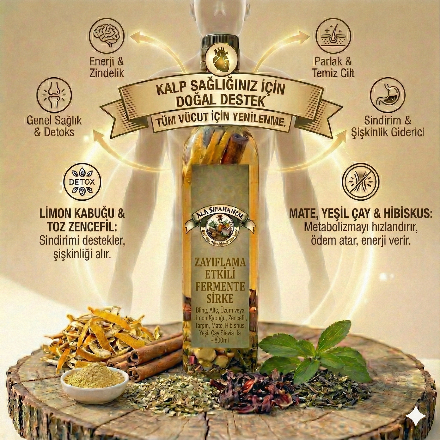 ZAYIFLAMA ETKİLİ FERMENTE SİRKE (500 ml)