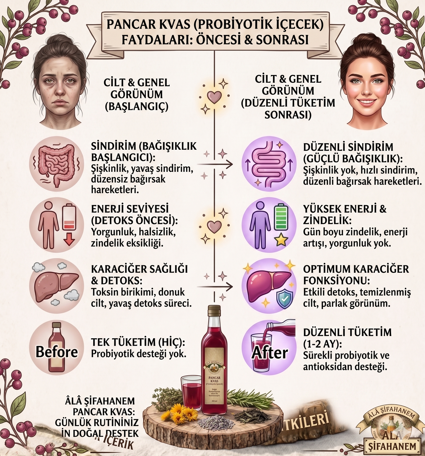 PREBİYOTİK PANCAR KVAS (500 ml)