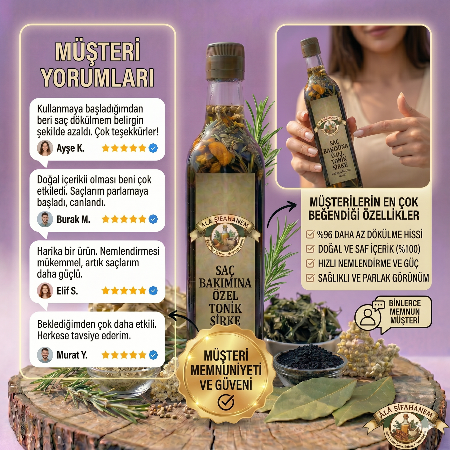 SAÇ BAKIMI VE GÜÇLENDİRİCİ TONİK SİRKE (500 ML)